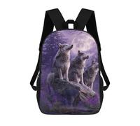 sinyumoney 17inch Wolf Pack Moonlit Forest Sac À Dos Scolaire Imprimé 3D Pour Enfants, Sac D'école Tendance Et Décontracté Pour Garçons, Élèves Du Primaire Et Du Collège
