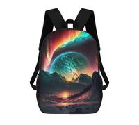 sinyumoney 2 Sacs À Dos Aurora Borealis Planet Sac À Dos Scolaire Pour Enfants, Sac D'école Imprimé En 3D Pour Garçons, Élèves Du Primaire Et Du Collège 17inch