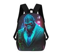 sinyumoney 2 Sacs À Dos Boss Gorilla in Suit Sac À Dos Scolaire Pour Enfants, Sac D'école Imprimé En 3D Pour Garçons, Élèves Du Primaire Et Du Collège 17inch