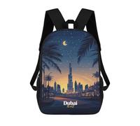 sinyumoney 2 Sacs À Dos Dubai Skyline at Night Sac À Dos Scolaire Pour Enfants, Sac D'école Imprimé En 3D Pour Garçons, Élèves Du Primaire Et Du Collège 17inch