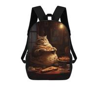 sinyumoney 2 Sacs À Dos Fat Cat Pet Eats Food Cake Sac À Dos Scolaire Pour Enfants, Sac D'école Imprimé En 3D Pour Garçons, Élèves Du Primaire Et Du Collège 17inch