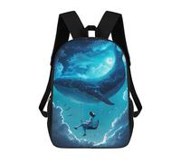 sinyumoney 2 Sacs À Dos Fly To The Moon With Whale Sac À Dos Scolaire Pour Enfants, Sac D'école Imprimé En 3D Pour Garçons, Élèves Du Primaire Et Du Collège 17inch