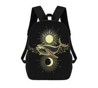sinyumoney 2 Sacs À Dos Golden Whale Flying in Sky Sac À Dos Scolaire Pour Enfants, Sac D'école Imprimé En 3D Pour Garçons, Élèves Du Primaire Et Du Collège 17inch