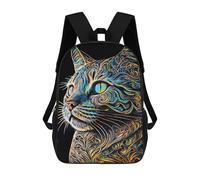 sinyumoney 2 Sacs À Dos Paint Cat Distorted Effect Sac À Dos Scolaire Pour Enfants, Sac D'école Imprimé En 3D Pour Garçons, Élèves Du Primaire Et Du Collège 17inch