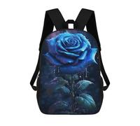 sinyumoney 2 Sacs À Dos Rainy Blue Rose Flower Sac À Dos Scolaire Pour Enfants, Sac D'école Imprimé En 3D Pour Garçons, Élèves Du Primaire Et Du Collège 17inch