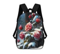 sinyumoney 2 Sacs À Dos Red Rose Flowers in Snow Sac À Dos Scolaire Pour Enfants, Sac D'école Imprimé En 3D Pour Garçons, Élèves Du Primaire Et Du Collège 17inch