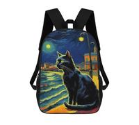 sinyumoney 2 Sacs À Dos The Starry Night Black Cat Sac À Dos Scolaire Pour Enfants, Sac D'école Imprimé En 3D Pour Garçons, Élèves Du Primaire Et Du Collège 17inch