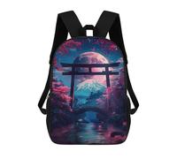 sinyumoney 2 Sacs À Dos Torii Gate Moonlit Shrine Sac À Dos Scolaire Pour Enfants, Sac D'école Imprimé En 3D Pour Garçons, Élèves Du Primaire Et Du Collège 17inch