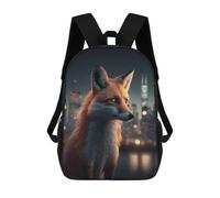 sinyumoney 2 Sacs À Dos Urban Fox in The Big City Sac À Dos Scolaire Pour Enfants, Sac D'école Imprimé En 3D Pour Garçons, Élèves Du Primaire Et Du Collège 17inch