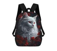 sinyumoney 2 Sacs À Dos White Cat With Red Eyes Sac À Dos Scolaire Pour Enfants, Sac D'école Imprimé En 3D Pour Garçons, Élèves Du Primaire Et Du Collège 17inch