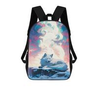 sinyumoney 2 Sacs À Dos White Wolf in A Dreamy Landscape Sac À Dos Scolaire Pour Enfants, Sac D'école Imprimé En 3D Pour Garçons, Élèves Du Primaire Et Du Collège 17inch