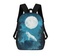 sinyumoney 2 Sacs À Dos White Wolf Under Full Moon Sac À Dos Scolaire Pour Enfants, Sac D'école Imprimé En 3D Pour Garçons, Élèves Du Primaire Et Du Collège 17inch