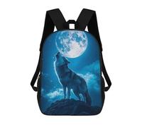 sinyumoney 2 Sacs À Dos Wolf Howling at The Moon Sac À Dos Scolaire Pour Enfants, Sac D'école Imprimé En 3D Pour Garçons, Élèves Du Primaire Et Du Collège 17inch
