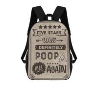 sinyumoney 5 Star Poop Here Again Sac À Dos Enfant, Cartable Imprimé En 3D Pour Garçons Et Adolescents 17inch