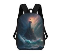 sinyumoney A Lighthouse in A Storm V6 Sac À Dos Scolaire Pour Enfants Imprimé En 3D, Idéal Pour Les Voyages Et Les Livres 17inch