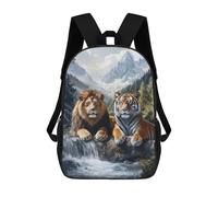 sinyumoney A Lion And A Tiger Sac À Dos Enfant, Cartable Imprimé En 3D Pour Garçons Et Adolescents 17inch