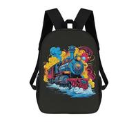 sinyumoney A Pop Art Steam Train Sac À Dos Scolaire Pour Enfants, Grand Sac À Dos 3D, Cadeau Pour Enfants 17inch