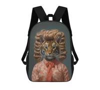 sinyumoney A Tiger with Curly Hair Sac À Dos Enfant, Cartable Imprimé En 3D Pour Garçons Et Adolescents 17inch