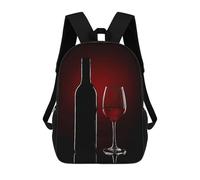 sinyumoney A Wine Bottle And Glass Sacs À Dos Pour Enfants, Cartables Imprimés En 3D, Sacs À Dos Pour Élèves Du Primaire Et Du Collège (garçons Et Filles) 17inch