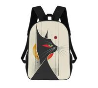 sinyumoney Abstract Black Cat Vector Portrait with Red Eyes Sacs À Dos Scolaires Pour Enfants, Sac D'école Imprimé En 3D Pour Garçons, Élèves Du Primaire Et Du Collège 17inch