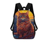 sinyumoney Abstract Cat 2 Sac À Dos Enfant, Sac À Dos Anime, Grand Sac À Dos Enfant, Sac À Dos Imprimé En 3D Pour Enfants, Cartable, Cartable Pour Garçons Et Filles 17inch