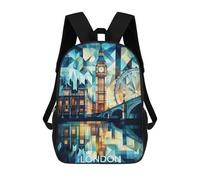 sinyumoney Abstract Cubist London Skyline with Iconic Landmarks Sac À Dos Scolaire Imprimé En 3D Pour Enfants, Sac À Dos De Voyage, Sac Tendance Et Décontracté Pour Écoliers 17inch