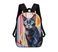 sinyumoney Abstract Cute Cartoon Cat Sac À Dos Scolaire Pour Enfants, Sac À Dos De Voyage Décontracté, Grand Sac À Dos Pour Garçons Et Filles 17inch