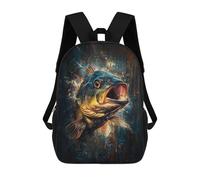 sinyumoney Abstract Fish Painting Angler Art for Fish Lovers Sac À Dos Scolaire Pour Filles Et Garçons, Grand Sac À Dos Léger Pour Enfants Et Étudiants 17inch