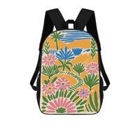 sinyumoney Abstract Floral Landscape Illustration Sacs À Dos Tendance Imprimés En 3D 17inch Sac D'école Décontracté Pour Enfants, Garçons, Élèves Du Primaire Et Du Collège