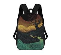 sinyumoney Abstract Landscape with River Sacs À Dos Scolaires Pour Enfants, Sac D'école Imprimé En 3D Pour Garçons, Élèves Du Primaire Et Du Collège 17inch