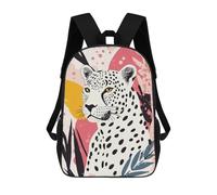 sinyumoney Abstract Leopard Illustration with Tropical Leaves Sac À Dos Scolaire Imprimé En 3D, Sac À Dos Décontracté Pour Enfants, Sac D'école Imprimé En 3D Pour Garçons, Primaire Et Collège 17inch