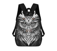 sinyumoney Abstract Owl Vector Portrait in Black And White Sac À Dos Scolaire Imprimé En 3D Pour Enfants, Sac À Dos Garçon/fille, Sac De Voyage Pour Enfants 17inch