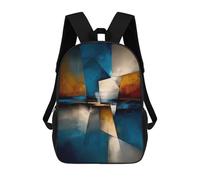 sinyumoney Abstract Pentagonal Form - Blue, Gold & Ivory Geometry Sac À Dos Enfant, Cartable Pour Garçons Et Adolescents, Sac À Dos De Voyage, Sac À Dos Scolaire, Sac À Livres 17inch