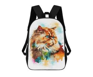 sinyumoney Abstract Persian Cat Art Sacs À Dos 17 Pouces Pour Enfants, Sacs D'école Imprimés En 3D Pour Élèves Du Primaire Et Du Collège, Garçons Et Filles