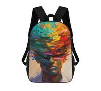 sinyumoney Abstract Portrait with Colorful Brushstrokes Sac À Dos Scolaire Imprimé En 3D Pour Enfants, Sac À Dos Garçon/fille, Sac De Voyage Pour Enfants 17inch