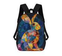 sinyumoney Abstract Rabbit Sac À Dos Scolaire Enfant Tendance Et Décontracté, Sac À Dos Imprimé En 3D Pour Garçon, Grand Sac À Dos 17inch
