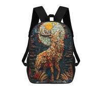 sinyumoney Abstract Raising Deer Sac À Dos Scolaire Enfant Tendance Et Décontracté, Sac À Dos Imprimé En 3D Pour Garçon, Grand Sac À Dos 17inch