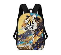 sinyumoney Abstract Tiger Art with Geometric Patterns Sac À Dos Scolaire Tendance, Sac À Dos Imperméable Et Décontracté - Parfait Pour Les Voyages, Le Travail Et Le Quotidien 17inch