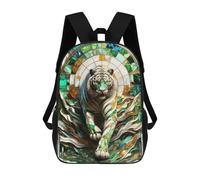 sinyumoney Abstract White Tiger Art Sac À Dos Scolaire Enfant Tendance Et Décontracté, Sac À Dos Imprimé En 3D Pour Garçon, Grand Sac À Dos 17inch