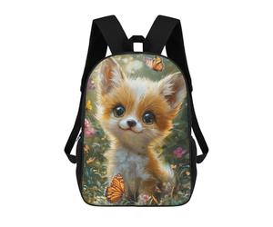 sinyumoney Adorable Fox Cub with Butterflies 17inch Sacs À Dos Scolaires Imprimés En 3D - Sacs À Dos Tendance Pour Garçons Du Primaire Et Du Collège