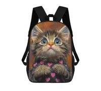 sinyumoney Adorable Kitten in Heart Sweater Sacs À Dos 17 Pouces Pour Enfants, Sacs D'école Imprimés En 3D Pour Élèves Du Primaire Et Du Collège, Garçons Et Filles