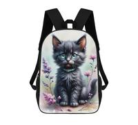 sinyumoney Adorable Kitten with Flowers Sac À Dos Scolaire Imperméable, Sac À Dos Professionnel Pour Garçons/filles/adolescents 17inch