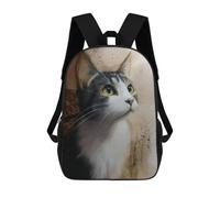 sinyumoney Adorable Tabby Cat Portrait Sacs À Dos Tendance Imprimés En 3D 17inch Sac D'école Décontracté Pour Enfants, Garçons, Élèves Du Primaire Et Du Collège