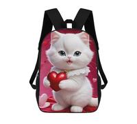 sinyumoney Adorable Valentine's Day Kitten 17inch Sac À Dos Scolaire Imprimé En 3D Pour Enfants, Style Décontracté Et Tendance, Idéal Pour Les Voyages Et Les Études.