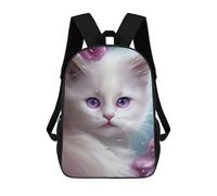 sinyumoney Adorable White Cat Artwork Sac À Dos Scolaire Pour Enfants, Imprimé En 3D, Sac À Dos Tendance Pour Garçons, Élèves Du Primaire Et Du Collège 17inch