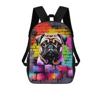 sinyumoney Aesthetic Pug Dog Graffiti Sac À Dos Scolaire Enfant Tendance Et Décontracté, Sac À Dos Imprimé En 3D Pour Garçon, Grand Sac À Dos 17inch