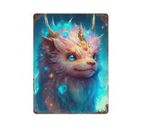 sinyumoney Affiche décorative murale en métal représentant une créature fantastique - 4 plaques murales en métal pour atelier, salle de jeux, bar ou cuisine - 40 x 30 cm