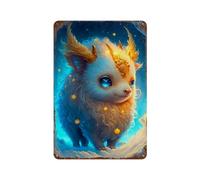 sinyumoney Affiche décorative murale rétro en métal représentant une créature fantastique magique - 2 pièces, idéale pour chambre, salon, garage, jardin ou pub (11,8" x 7,9")