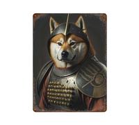 sinyumoney Affiche murale en métal représentant un Doge Samurai, idéale pour un atelier, une salle de jeux, un bar ou une cuisine. Dimensions : 40 x 30 cm.