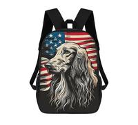 sinyumoney Afghan Hound American Flag Sac À Dos Scolaire Pour Enfants 17 Pouces, Sac À Dos Décontracté Pour Les Voyages, Grand Sac À Dos De Jour Pour Garçons Et Filles 17inch